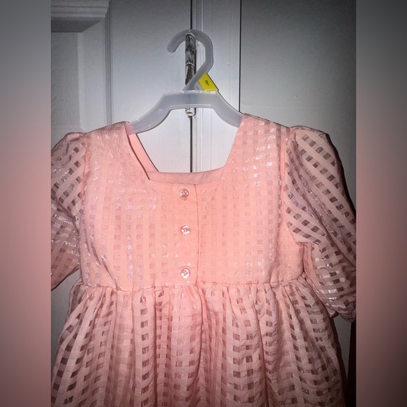 NWT Wonder Nation Girls 3T OrangeSequin Gingham Spring Dress Short Sleeve Ruffle - Picture 8 of 13
